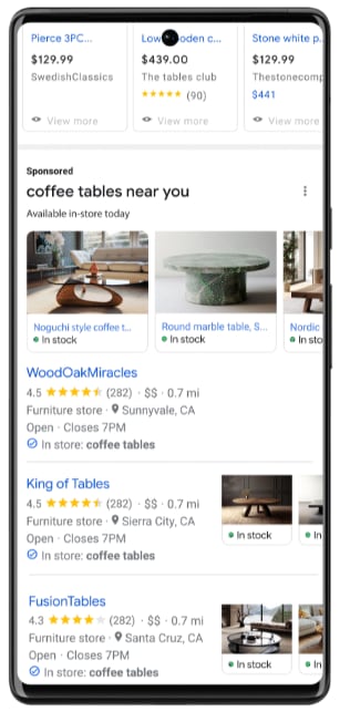 Local store unit placement within local inventory ads